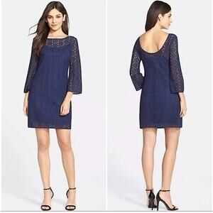 Lilly Pulitzer Topanga True Breakers Lace Dress Boatneck Navy Blue Size S NWT